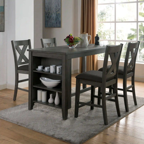Furniture of America Larkridge 3-Shelf Counter Height Dining Table - IDF-3153GY-PT