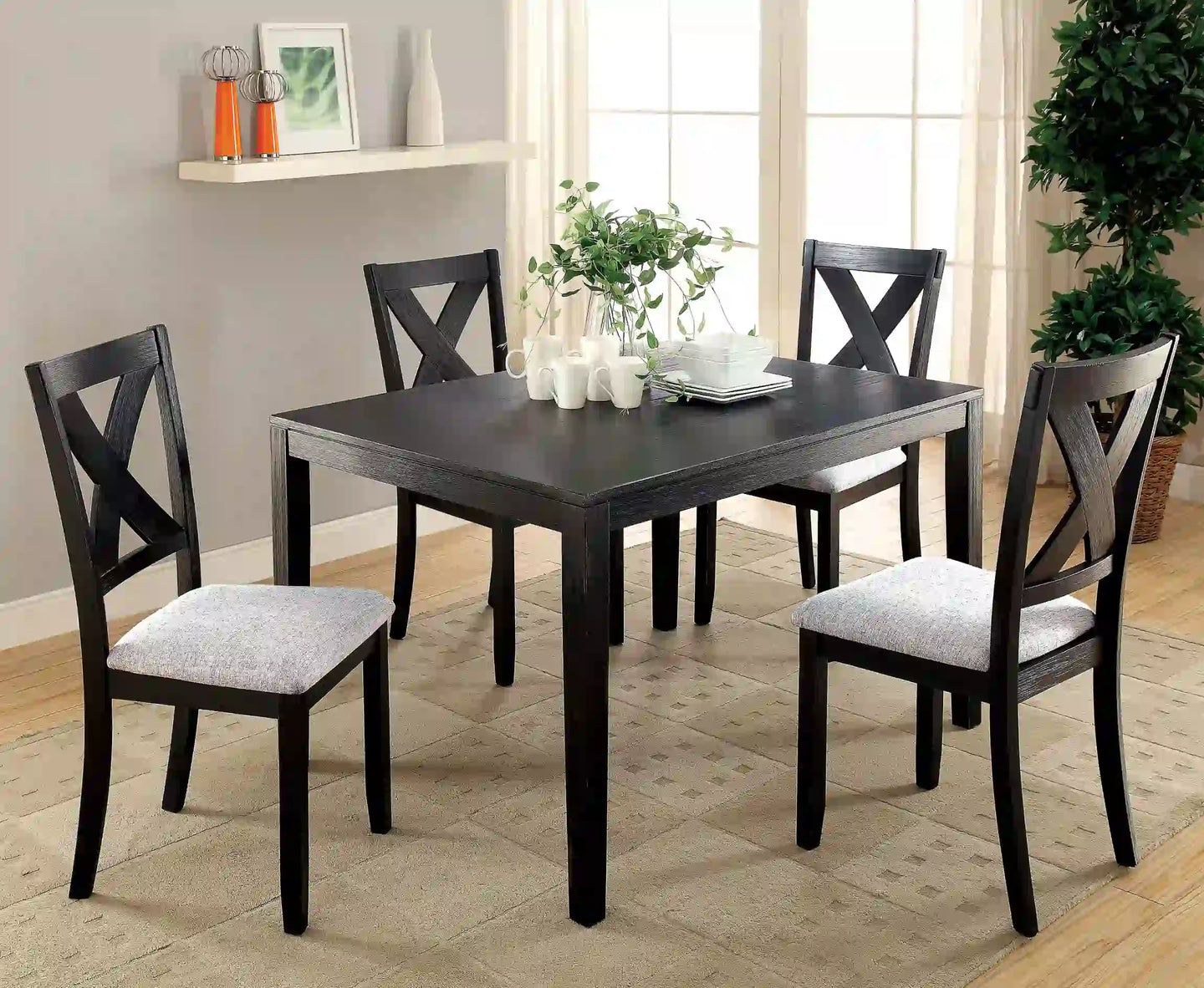 Furniture of America Cameron Transitional 5-Piece Solid Wood Dining Set - IDF-3175T-5PK