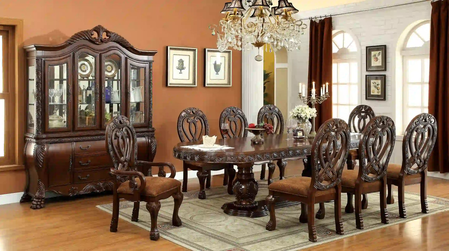 Furniture of America Beau Traditional 2-Extension Leaves Dining Table in Cherry - IDF-3186CH-T