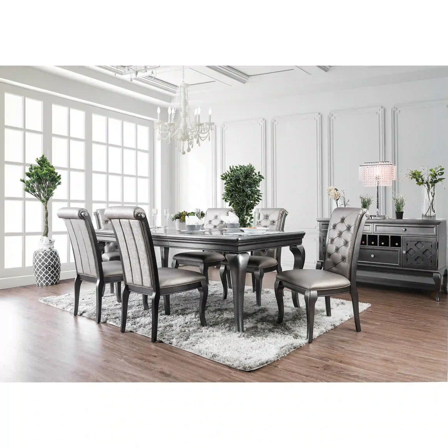 Furniture of America Polara Traditional Extendable Dining Table - IDF-3219GY-T