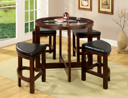 Furniture of America Lexi Contemporary 5-Piece Round Counter Height Pub Set - IDF-3321PT-5PK