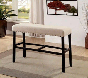Furniture of America Lubbers Rustic Upholstered Bar Height Bench - IDF-3324BK-BBN