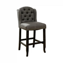 Load image into Gallery viewer, Furniture of America Lubbers Rustic Button Tufted Bar Chairs in Gray and Antique Black (Set of 2) - IDF-3324BK-GY-BCW