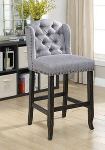 Furniture of America Lubbers Rustic Button Tufted Bar Chairs in Light Gray and Antique Black (Set of 2) - IDF-3324BK-LG-BCW