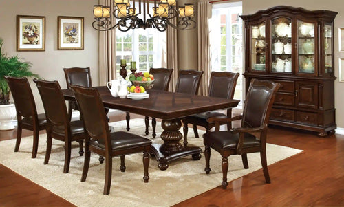 Furniture of America Jill Traditional 9-Piece Solid Wood Dining Set - IDF-3350T-9PC