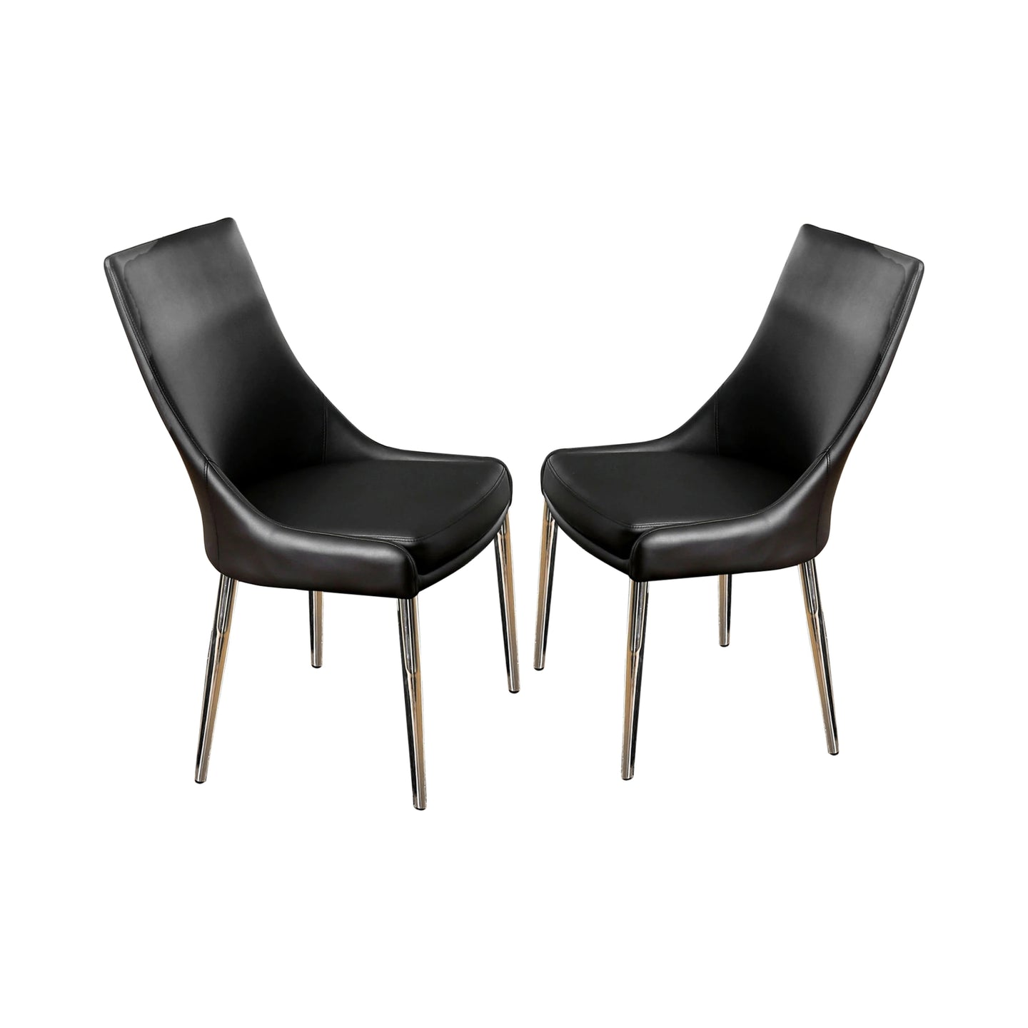 Furniture of America Eisen Contemporary Faux Leather Side Chairs in Black (Set of 2) - IDF-3384BK-SC