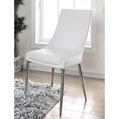 Furniture of America Eisen Contemporary Faux Leather Side Chairs in White (Set of 2) - IDF-3384WH-SC