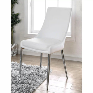 Furniture of America Eisen Contemporary Faux Leather Side Chairs in White (Set of 2) - IDF-3384WH-SC