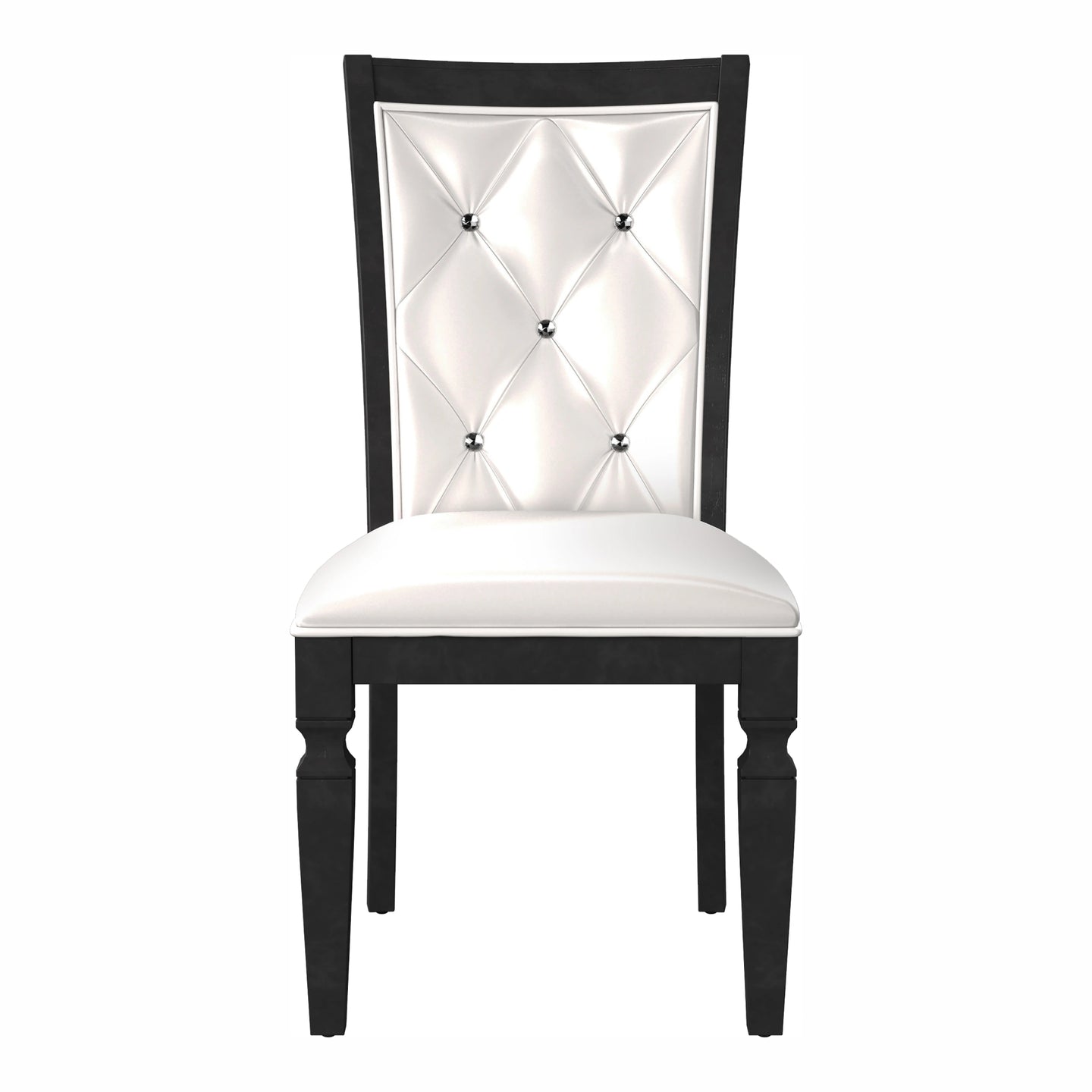 Furniture of America Morgen Contemporary Tufted Side Chairs in Black and Silver (Set of 2) - IDF-3452BK-SC