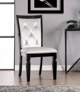 Furniture of America Morgen Contemporary Tufted Side Chairs in Black and Silver (Set of 2) - IDF-3452BK-SC