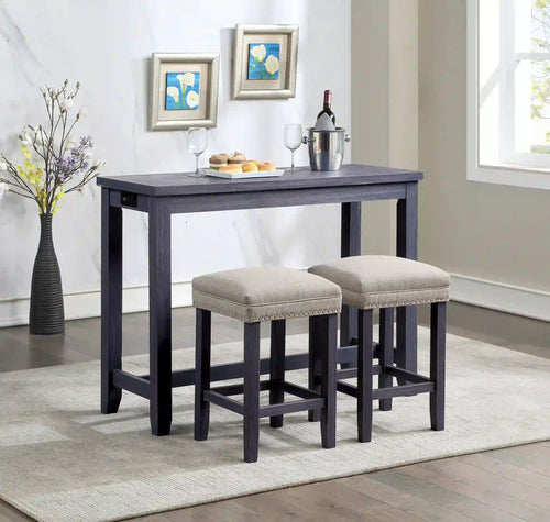 Furniture of America Sabana Counter Height Dining Table with USB Plug in Antique Blue - IDF-3474BL-PT