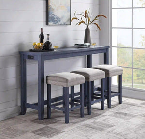 Furniture of America Sabana 4-Piece Counter Height Dining Set in Antique Blue - IDF-3474BL-PT-4PK
