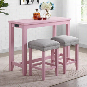 Furniture of America Sabana Counter Height Dining Table with USB Plug in Antique Pink - IDF-3474PK-PT