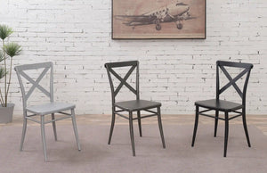 Furniture of America Bianca Industrial Steel Cross Back Side Chairs (Set of 2) - IDF-3508SV-SC
