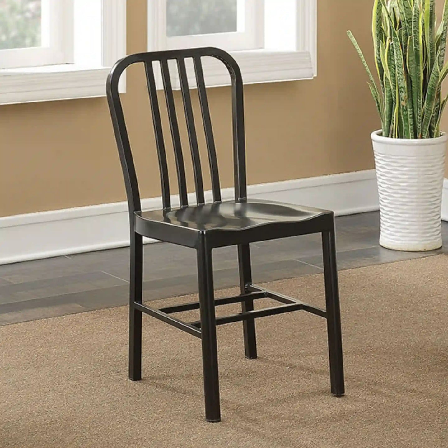 Furniture of America Waterloo Industrial Steel Slat Back Side Chairs in Black (Set of 2) - IDF-3509BK-SC
