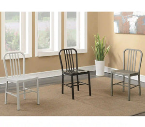 Furniture of America Waterloo Industrial Metal Slat Back Side Chairs in Silver (Set of 2) - IDF-3509SV-SC
