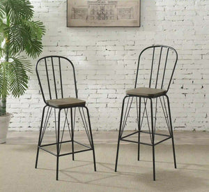 Furniture of America Slatted Modern Metal Frame Bar Chairs in Black (Set of 2) - IDF-3510BK-BC