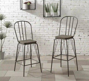 Furniture of America Slatted Modern Metal Frame Bar Chairs in Bronze (Set of 2) - IDF-3510BZ-BC