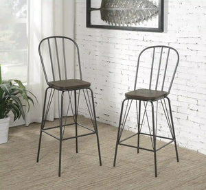 Furniture of America Slatted Modern Metal Frame Bar Chairs in Gray (Set of 2) - IDF-3510GY-BC