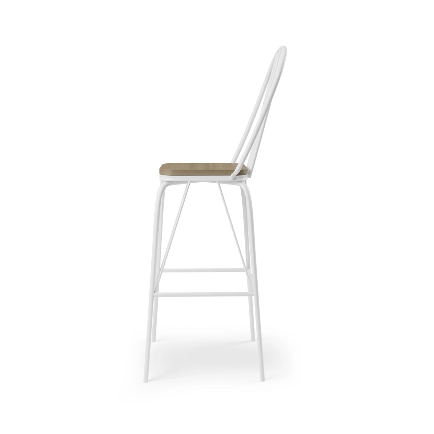 Furniture of America Slatted Modern Metal Frame Bar Chairs in White (Set of 2) - IDF-3510WH-BC