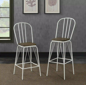 Furniture of America Slatted Modern Metal Frame Bar Chairs in White (Set of 2) - IDF-3510WH-BC