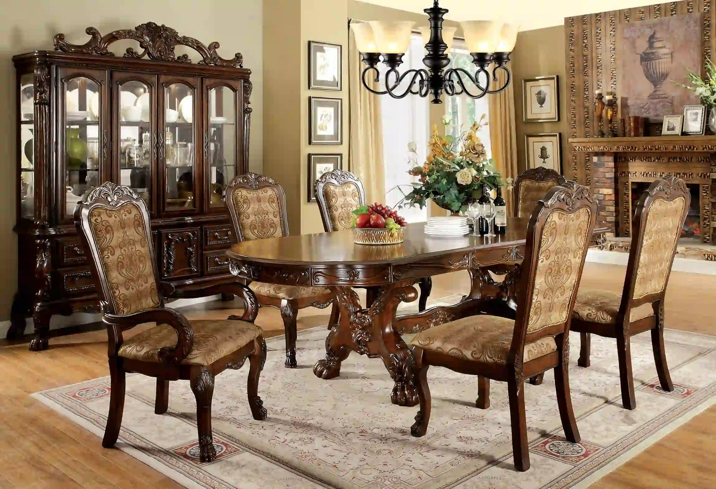 Furniture of America Ellas Traditional 2-Extension Leaves Dining Table - IDF-3557CH-T