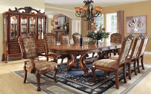 Furniture of America Larmon Traditional Extendable Pedestal Dining Table - IDF-3557T