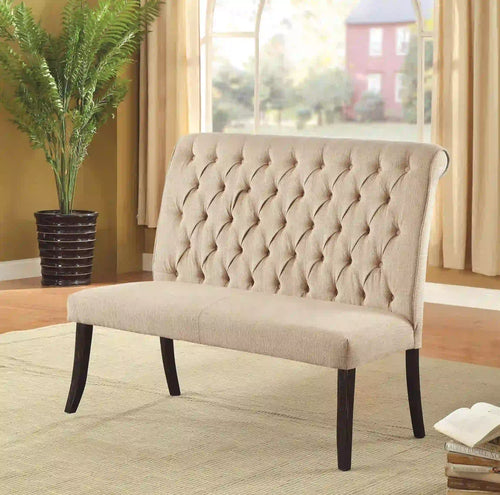 Furniture of America Marynda Transitional Button Tufted Loveseat Bench - IDF-3564BN