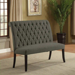 Furniture of America Gracie Transitional Button Tufted Dining Bench in Gray - IDF-3564GY-BN