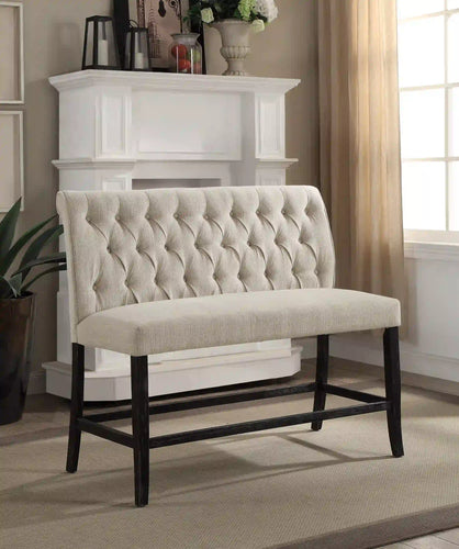 Furniture of America Marynda Transitional Button Tufted Counter Height Bench - IDF-3564PBN