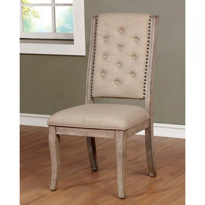 Furniture of America Venna Rustic Button Tufted Side Chairs in Natural Tone (Set of 2) - IDF-3577SC
