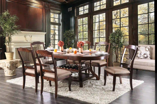 Furniture of America Gemini Transitional 7-Piece Solid Wood Dining Set - IDF-3626T-7PC