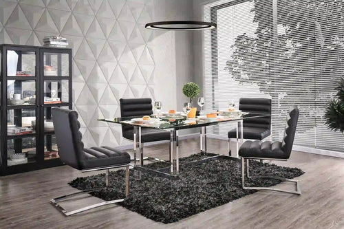 Furniture of America Caydence Contemporary Glass Top Dining Table - IDF-3654T