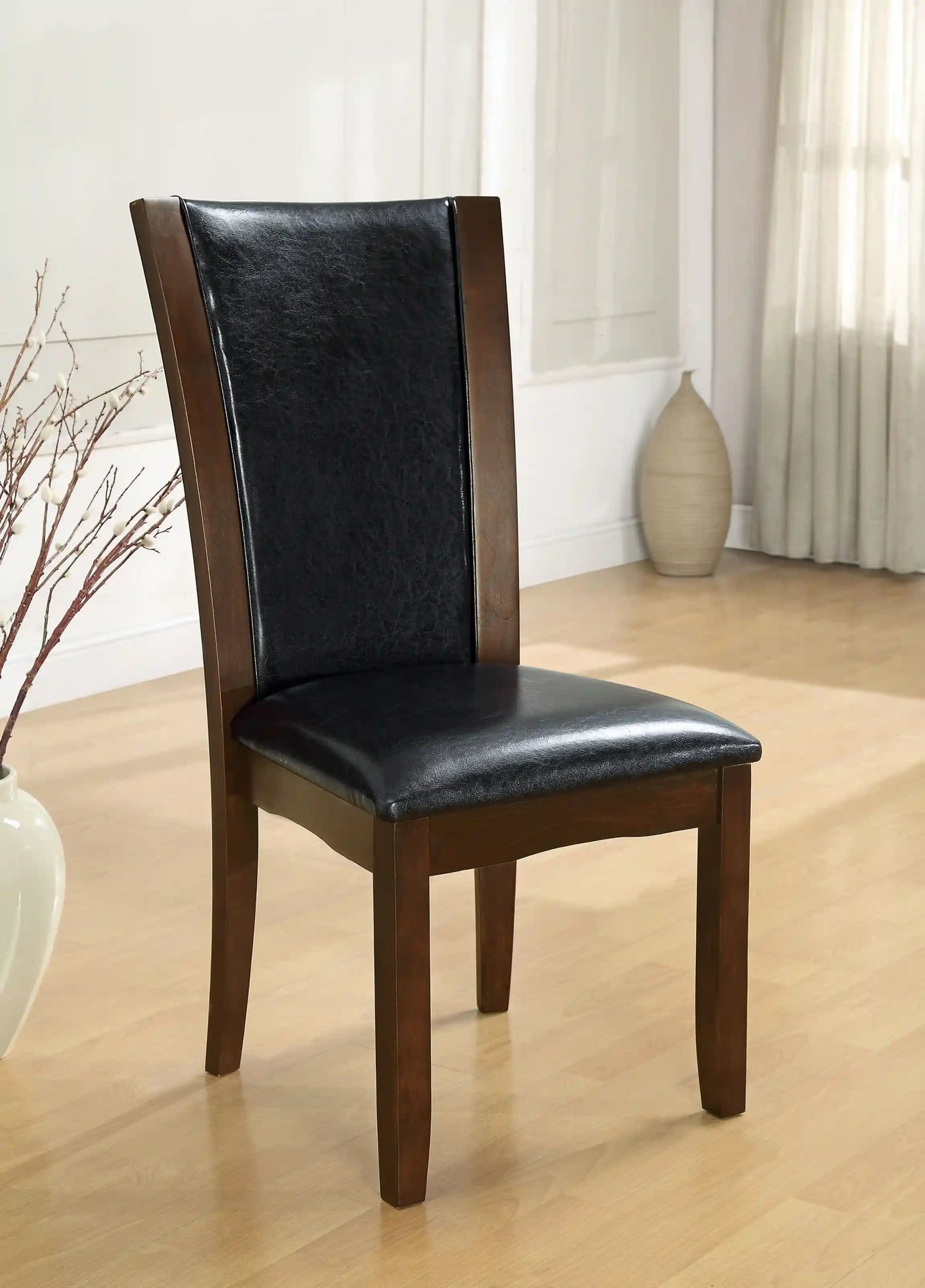 Furniture of America Aloise Contemporary Faux Leather Side Chairs in Brown Cherry (Set of 2) - IDF-3710SC