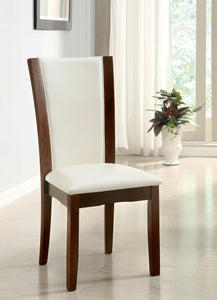 Furniture of America Aloise Contemporary Faux Leather Side Chairs in White and Brown Cherry (Set of 2) - IDF-3710WH-SC