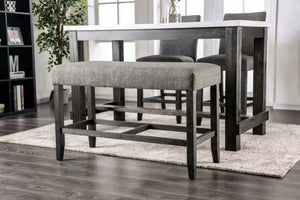 Furniture of America Shielle Rustic Padded Counter Height Bench in Gray - IDF-3736GY-PBN