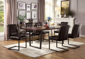 Furniture of America Cascannon Rustic 7-Piece Metal Base Dining Set - IDF-3737T-7PC