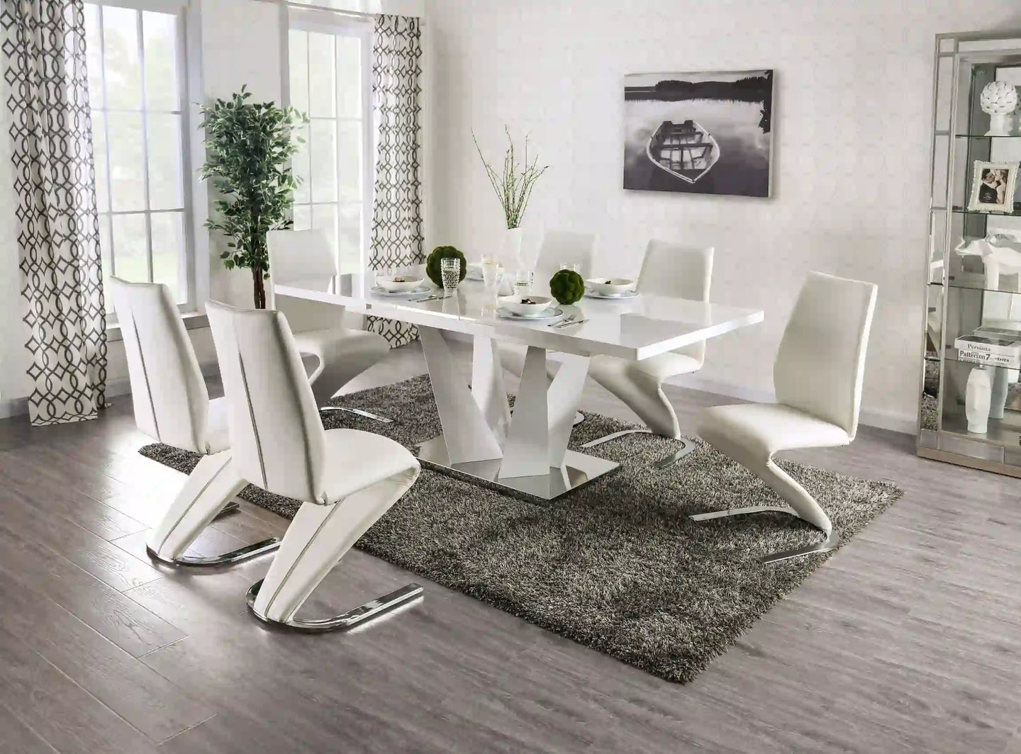 Furniture of America Soholi Contemporary Dining Table with 14