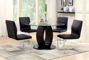 Furniture of America Xavia Contemporary Round Dining Table in Black - IDF-3825BK-RT