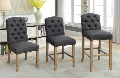 Furniture of America Lyon Cottage Button Tufted Dining Chairs in Dark Gray (Set of 2) - IDF-3829F-GY-BC