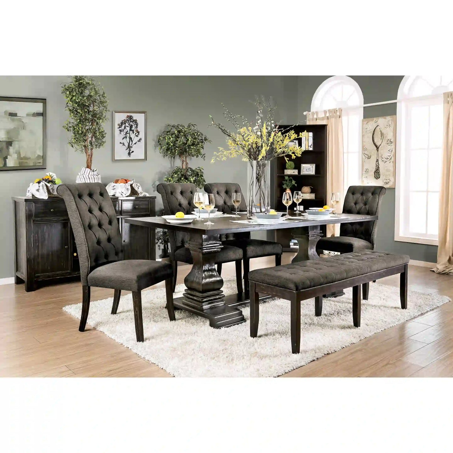 Furniture of America Nissa Rustic 6-Piece Wood Dining Set - IDF-3840T-6PC-3564GY