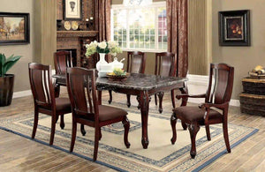 Furniture of America Hannah Traditional Marble Top Dining Table - IDF-3873T