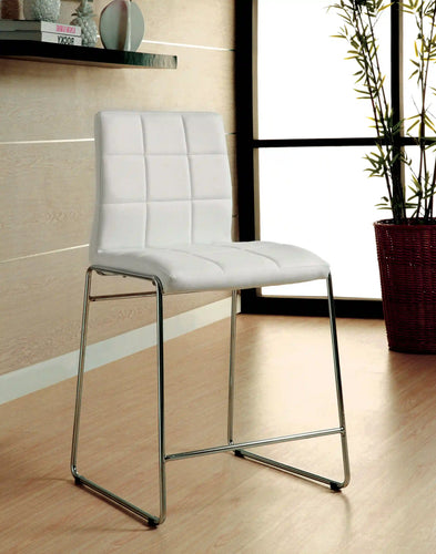 Furniture of America Lonne Contemporary Padded Counter Height Chairs in White (Set of 2) - IDF-8320WH-PC