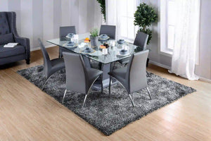 Furniture of America Vaqua Contemporary Glass Top Dining Table in Gray - IDF-8372GY-T