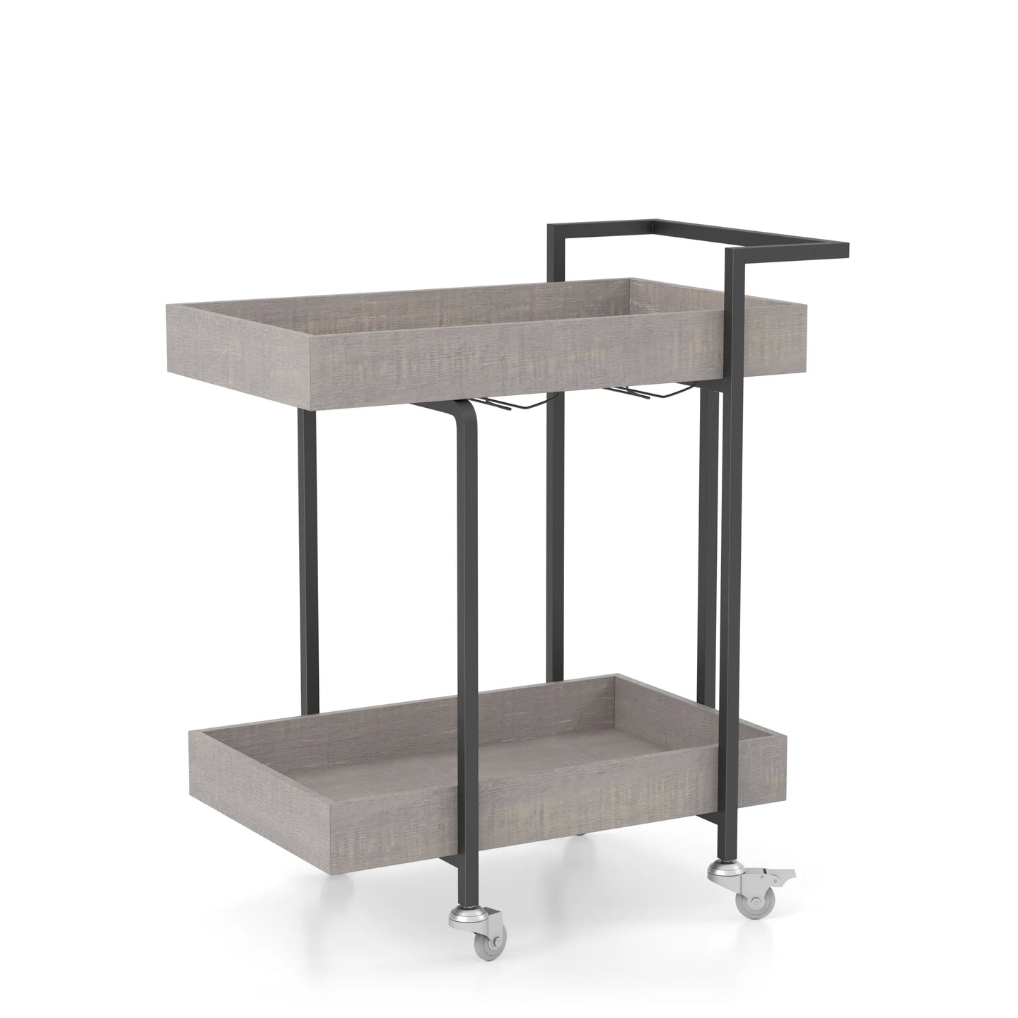 Furniture of America Lackomb 2-Shelf Serving Cart in Antique Gray - IDF-AC316GY