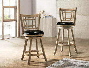 Furniture of America Raela Transitional Padded 24-Inch Bar Stool in Maple - IDF-BR6107A-24