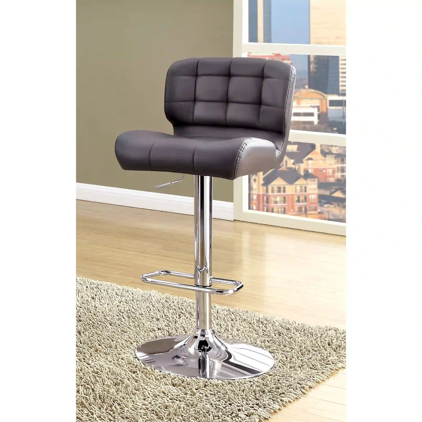 Furniture of America Hovey Contemporary Swivel Bar Stool in Gray - IDF-BR6152GY