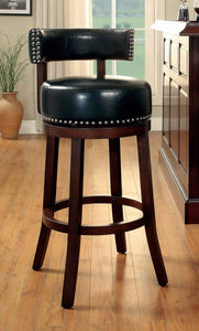 Furniture of America Roos Contemporary Swivel 29-Inch Bar Stools in Black and Dark Oak (Set of 2) - IDF-BR6251BK-29