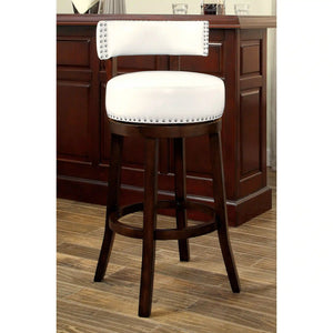 Furniture of America Roos Contemporary Swivel 29-Inch Bar Stools in White and Dark Oak (Set of 2) - IDF-BR6251WH-29