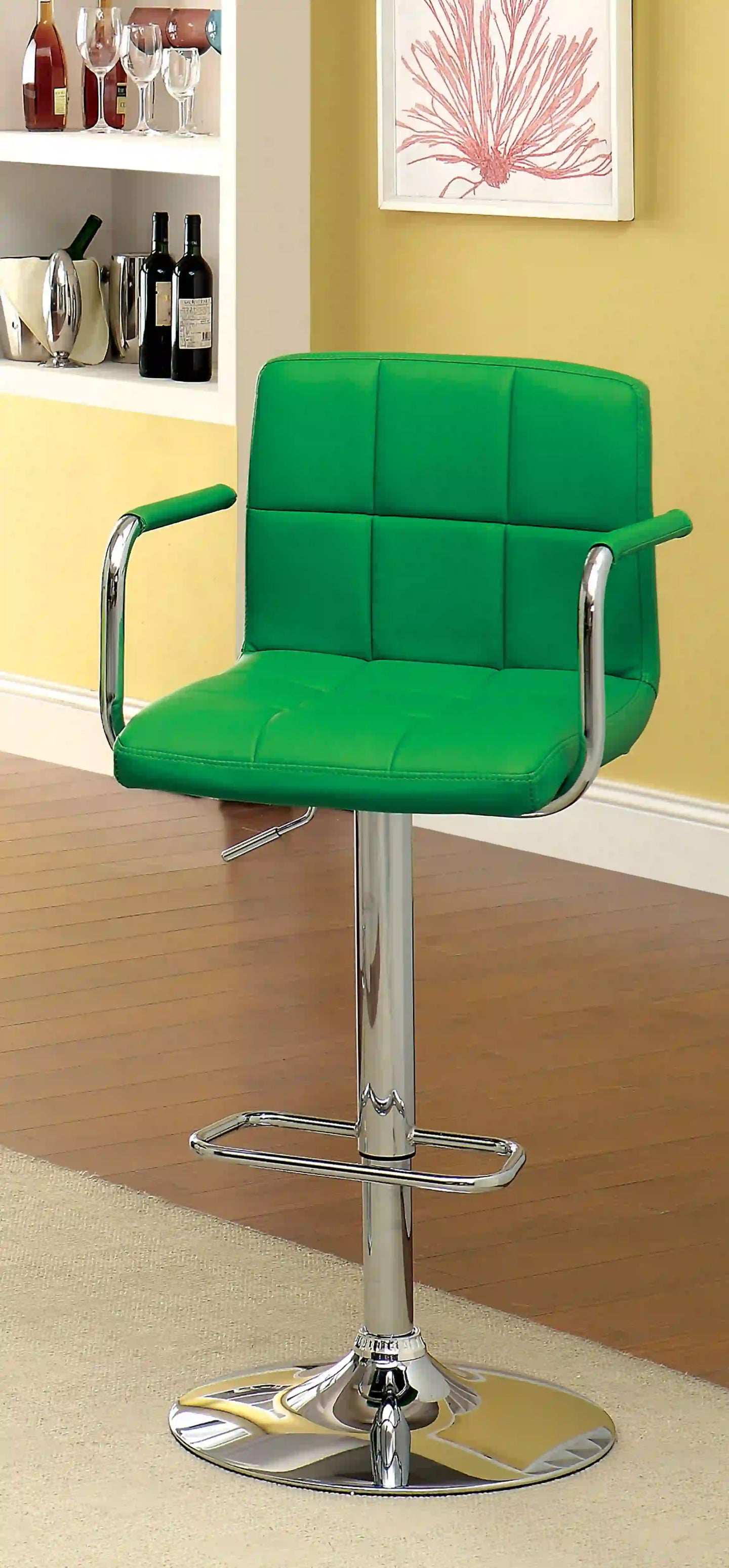 Furniture of America Witmer Contemporary Height Adjustable Bar Stool in Green - IDF-BR6917GR